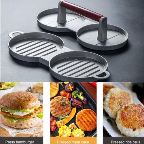 Double Hamburger Maker Hamburger Press Round Shape Non-Stick Chef Cutlets Hamburger Meat Beef Grill Burger Press Patty Mold Tool