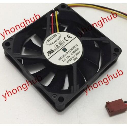 Everflow R127015DU DC 12V 0.30A 70x70x15mm 3-wire Server Cooling Fan