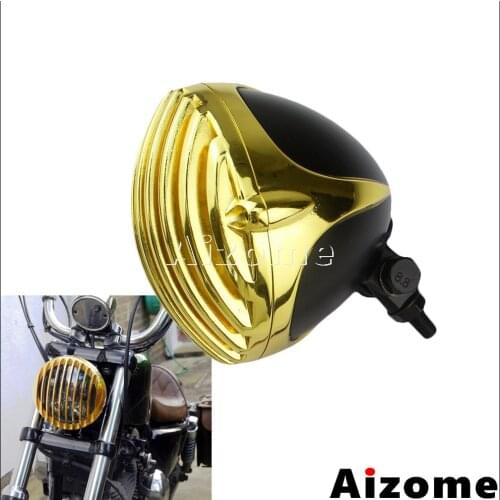 Motorcycle Scalloped Headlight 4-3/4" Grille Finned Headlamp For Harley Honda Yamaha Cafe Racer Chopper Bobber Custom