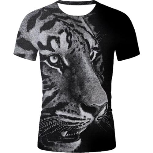 3D printed animal theme short sleeve Mens summer casual T-shirt Street costume cool clothes Breathable splicing male t-shirt