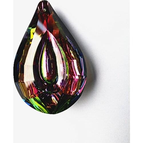 Hot selling 10pcs 76mm Rainbow Pipa Shape K9 Crystal Chandelier Ornament (Free Rings) For Garden Suncatchers Home Decoration