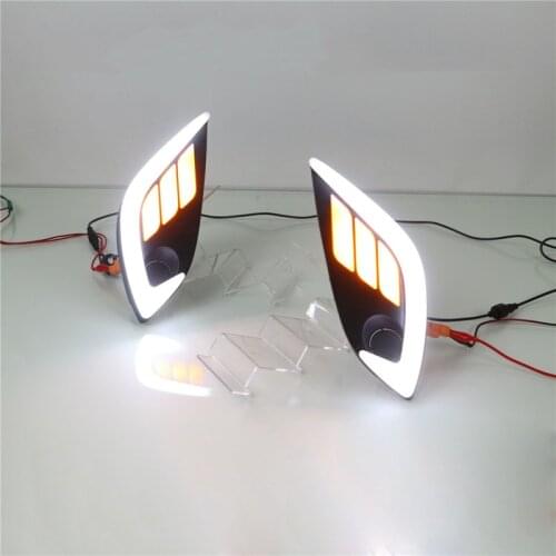 Hlxg LED Light Guide Daytime Running Lights Case for Mazda CX-4 2016 2017, White DRL+ Yellow Turn Signals+ Ice Blue Night DRL