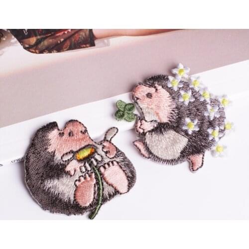 HQ Cartoon Cute Hedgehog patch Children clothing patches backpack decoration applique small iron on patch DIY jeans glue stick