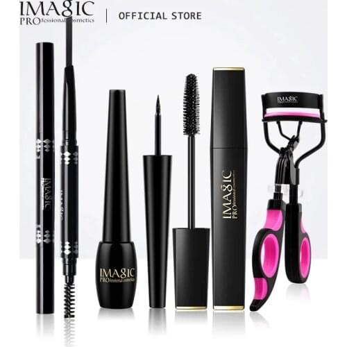 IMAGIC 5-piece eyebrow pencil automatic waterproof mascara thick curling waterproof eyeliner and eyelash curler false eyelashes
