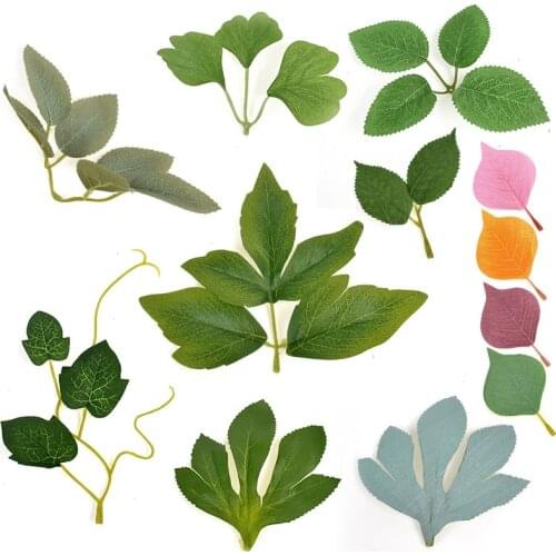 10pcs artificial flower 9-20cm silk plant leaves wedding home Christmas decoration accessories DIY wreath scrapbook fake flower
