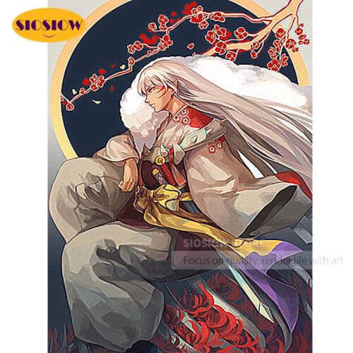 Full Square Drill DIY 5D Sesshoumaru Diamond Painting Inuyasha Anime Embroidery Cross Stitch Picture Patterns Mosaic Wall Decor