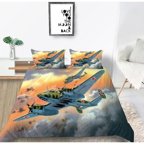 High End Bedding Set Fighters Fashionable 3D Dusk Duvet Cover Clouds King Queen Twin Full Single Double Unique Design Bed Set