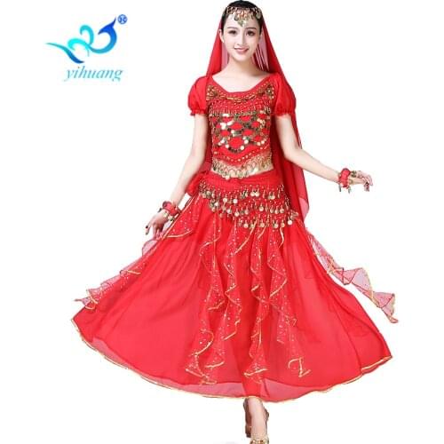 Adult Bollywood Costumes Arabian Performance Costume Belly Dancing Chiffon Suit Indian Dress
