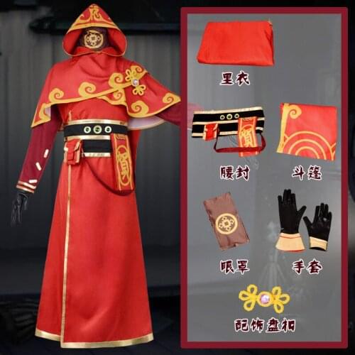 Hot Game Identity V Diviner Prophet Eli Clark Cosplay Costume New Year Prophecy Skin Red Clothes for Men/women Outfits Full Set
