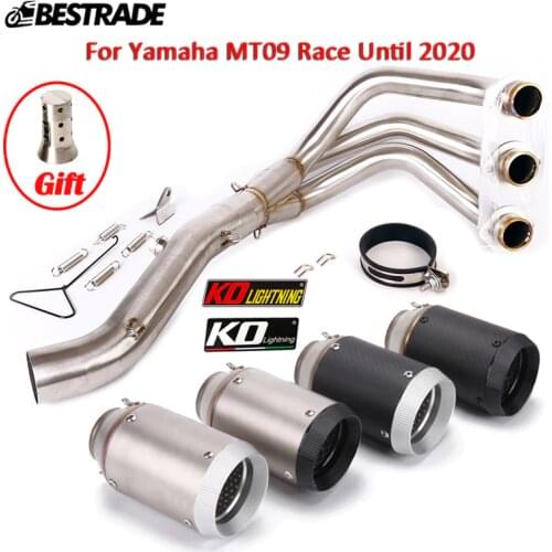Motorcycle Full Set System 51mm Exhaust Muffler Tubes Escape Front Mid Link Pipe With DB Killer for Yamaha MT09 Race Until 2020