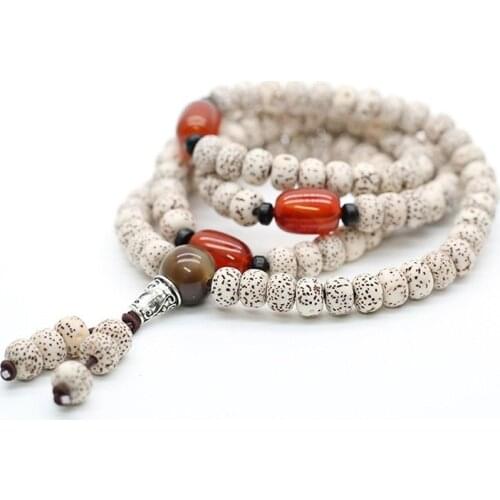 Men Bodhi Seed Bracelets Red Agate Chalcedony Star Moon Bodhi Seed Bracelets 3 Circle Bracelet Gift for Females Fashion Jewelry
