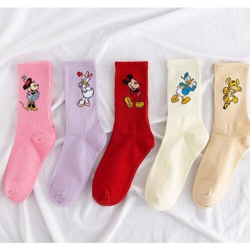 Disney socks cartoon anime figure Donald Duck Mickey minnie mouse Pure cotton tube socks xxx boys and girls socks Ladies socks