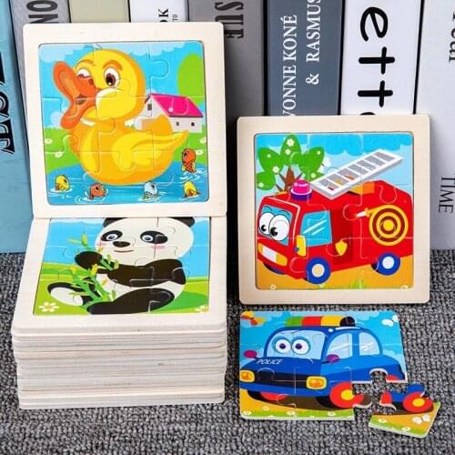 Educational Toys 3D Puzzle Cartoon Animal Traffic Tangram Wood Puzzle Eearly Learning Jigsaw Puzzle Toys For Children