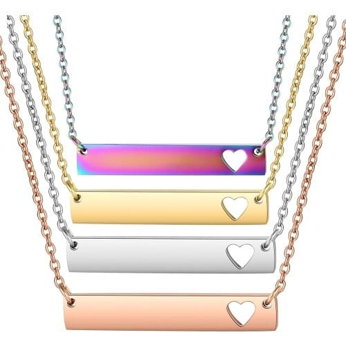 3pcs/lot Hollow-out Heart Bar Necklace, Women Choker Necklace in Rose Gold Filled Rainbow 4 Colors Jewelry Gifts