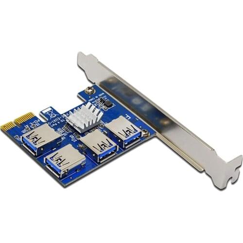PCI-E Adapter Card PCI-E Slot One for Four USB3.0 PCI-E 1X to PCI-E 16X Graphics Card Expansion Card for BTC Mining