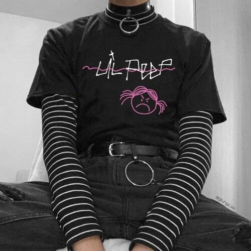 Lil Peep casual hip hop Rapper short sleeve women loose Harajuku tees streetwear summer goth Vintage letter cartoon T-shirt