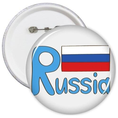 Russia National Flag Blue Pattern Round Pins Badge Button Clothing Decoration 5pcs Gift