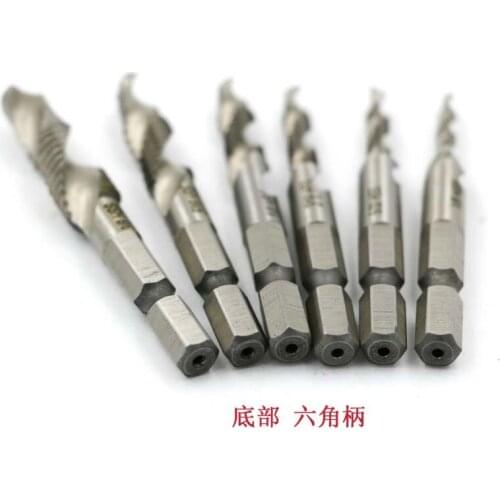 Hand Tap Drill 6pcs/set Hex 1/4" Hex Shank Drill Bit HSS Screw Tap Drill Bits Hss Taps Countersink Set HSS Composite Tap Drills