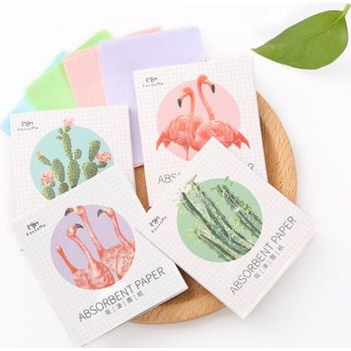 50Pcs Sheets/Pack Flamingo Makeup Facial Face Clean Oil Absorbing Blotting Papers Beauty Tools Pattern Random Facial Tissue
