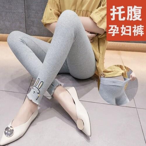 Cartoon printing maternity pants low waist leggings spring and summer slim feet Korea wild pregnant women stomach lift pants