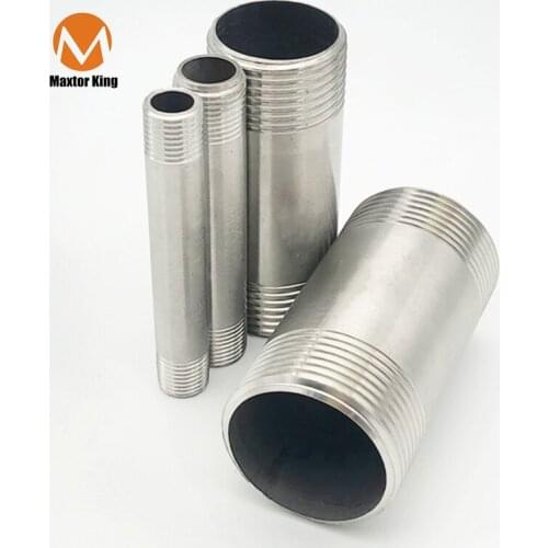 MK Water connection 1/4" 3/8" 1/2" 3/4" 1" 1-1/4" 1-1/2" Male X Male Threaded Pipe Fittings Stainless Steel SS304 200mm Length