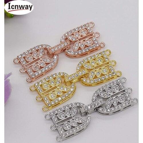 Rhinestone inlay Gold&silver Plated clasp 1.3*3.5cm For DIY bracelet necklace Free shipping wholesale