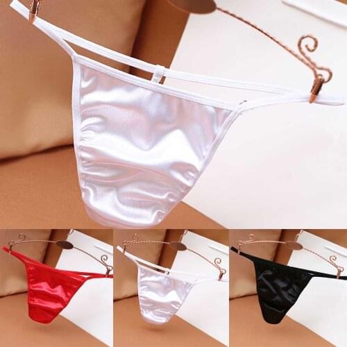 Mini T-back Silk Satin Sexy Brief Sexy Bikini G Strings Men Panties Erotic Thong Sexy Soft Solid Color Comfortable Breathab