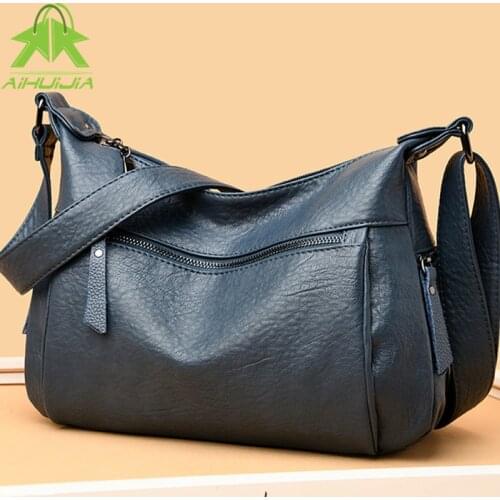Fashion Retro Women High Capacity Messenger Bag Solid Color Shoulder Bag 2021 New High Quality Pu Leather Travel Women Handbag