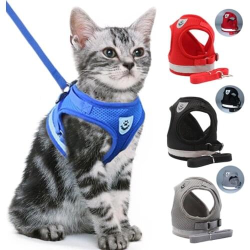 Reflective Pet Dog Harness Leash Set Breathable Adjustable Mesh Harnesses Vest Puppy Chest Strap Outdoor Walking Pets Supplies