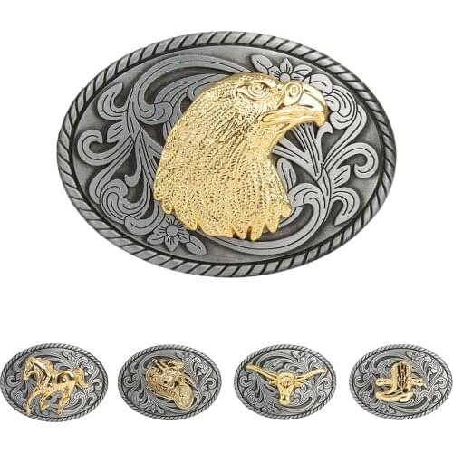 Alloy Vintage Embossed Engraved Various Pattern Western Cowboys Belt Buckle