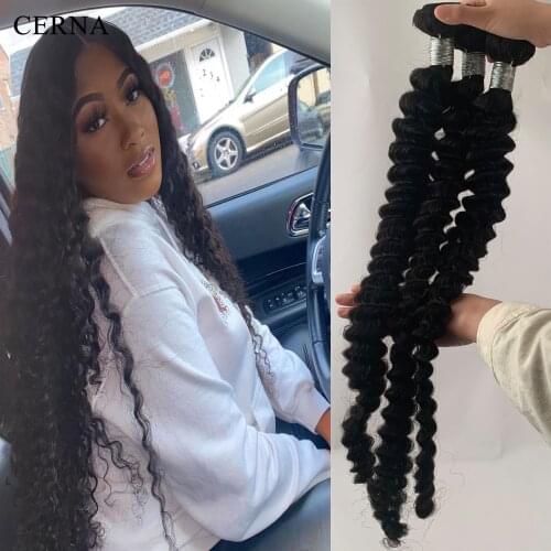 Cerna Deep Wave 26 28 30 32 34 36 38 40 inches Hair Weave Bundles Natural Color 100% Human Hair Weaving Remy Hair Extension
