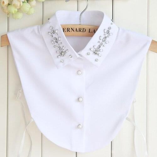 Japanese And Korean Style Chiffon Nail Artificial Drill Collar Shirt Female Fake Collar Women Detachable Collars