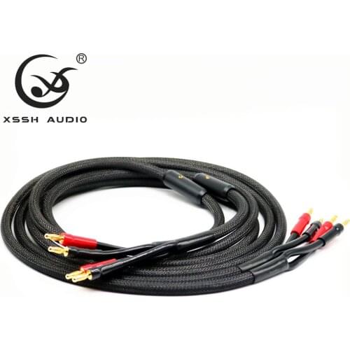 YIVO One Pair XSSH Hifi Oxygen-Free Copper OFC Audio Amplifier Core Wire With Banana Plug Connector Speaker Cable