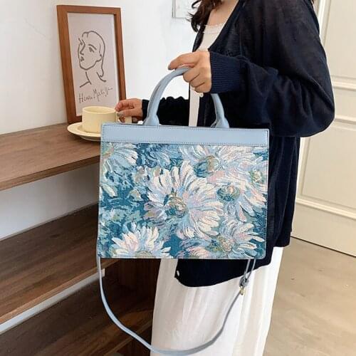Large Capacity Women Handbags Satchels 2021 Fashion Oil Painting Printed Big Totes Shoulder Bag Shopper Shopping Bag Sac A Main