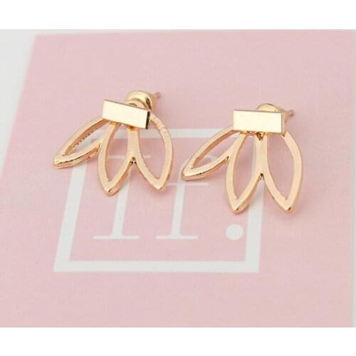 Gold Silver Color Lotus Stud Earrings Double Hollow Flower Statement Charm Earring Women Jewelry Pendientes Fashion Accessories