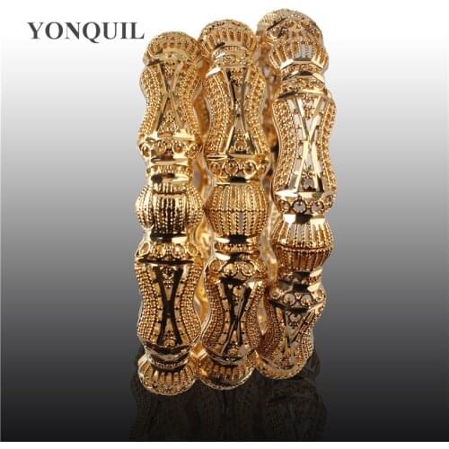 Ladies Gold Color Bangles&Bracelets Ethiopian Middle East Dubai Bangles For Women Wedding Jewelry African Gifts Accessories