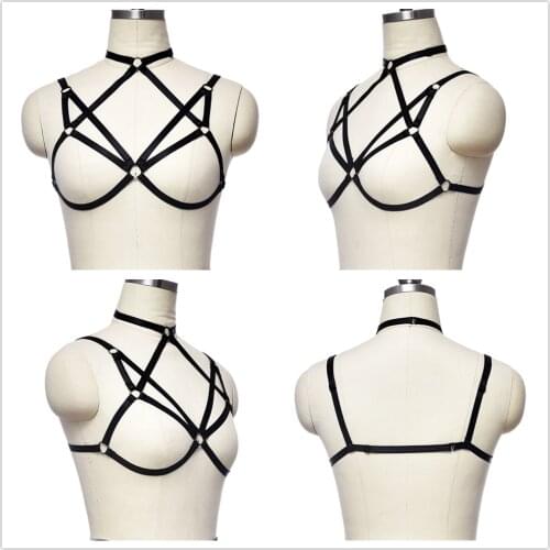 Cosplay Cage Bra Women Fetish Handmade Sexy Body Harness Lingerie Gothic Rave Adjustable Bondage Crop Top Harness Bra