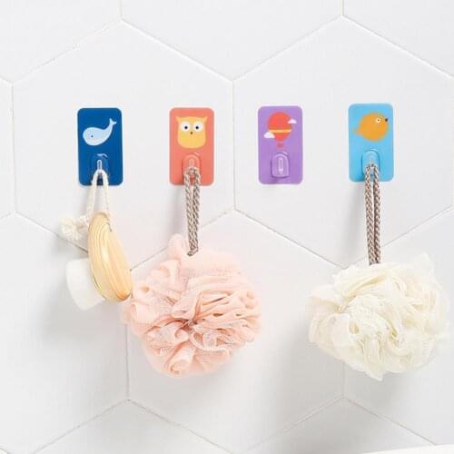 10Pcs/Set Hanger Hook Multi-use Punch-free PC Cute Animal Pattern Wall Mount Wall Hook Kitchen Bathroom Storage Hooks