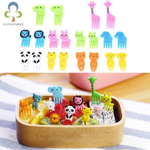 10Pcs Animal Estate Cute Mini Snack Prod Childrens Fruit Fork Creative Plastic Decoration Prod Dessert Food Pick LXX