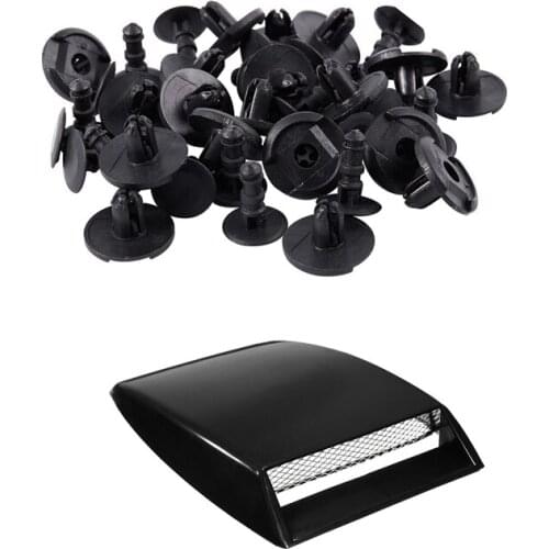 20 Pcs Fender Lock Push Screw Pin Clips & 1x Universal Car Decorative Air Flow Intake Scoop Bonnet Vent Cover Hood