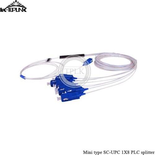 5pcs Mini 0.9mm SC-UPC 1x8 SM PLC Splitter Single Mode SM steel tube 8 Ports Pull cone Fiber Optic PLC Splitter Wire harness