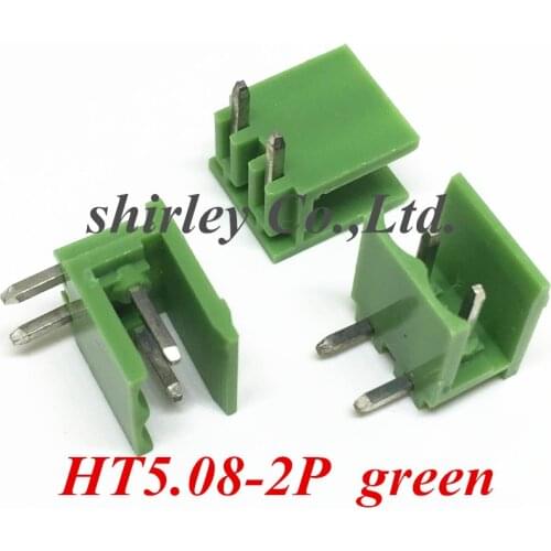 Free shiiping200PCS Terminals Connector bend 2pin 2EDG5.08-2P plug socket 5.08MM pitch green 2EDGRK-2P Curved needle HT5.08-2Pin