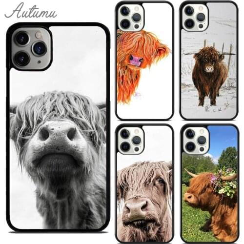 Highland Cows Phone Case for iPhone 11 12 Pro Max mini X XR XS SE 2020 5 6S 7 8 Plus Samsung Galaxy S8 S9 S10 Cover shell coque