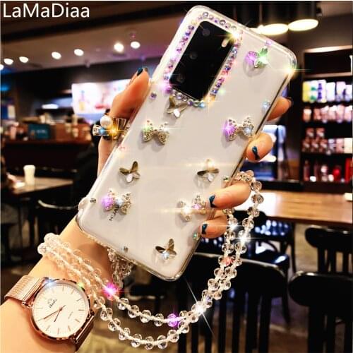 Luxury Bling Glitter Cute Rhinestone Bow Phone Case For SamsungA3 A5 A7 2017 A9 A8 A6 PLUS 2018 A50 A70 A80 A51 TPU Clear Cover