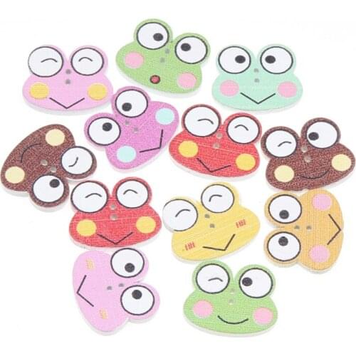 50pcs Animal Frog Wooden Buttons For Clothing And Needlework Decorative Scrapbooking Diy Children Sewing Accessories Handicraft