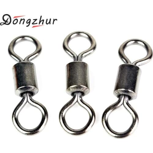 Dongzhur 100pcs/set Fishing Barrel Bearing Rolling Swivel Ring DY0253 Tackle Connector LB Fishing Lures 7# K3J4