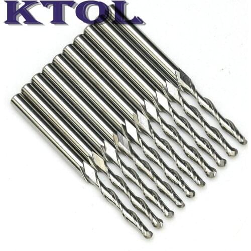 SMOOTH 3.175x2.0x17MM 2 Flute Carbide Ball Nose Milling Tool,10pc/Set End Mill Milling Cutters for Wood CNC Engraving 3D Relief