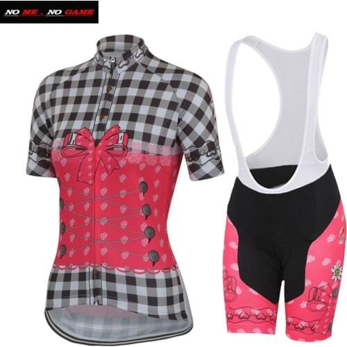 Girl summer pink bow-knot cycling jersey Women short sleeve bike wear clothing pro team mtb road racing biking clothes