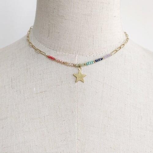 Sweet Romantic Gold-color Star Pendant Necklace Stainless Steel Chain Ladies Short Necklace Fashion Accessories Exquisite Gifts