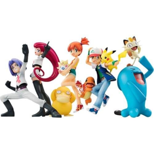 Cartoon Pokemon rocket Jesse James Pikachu grey ketchup team model classic character collection jewelry figure toy